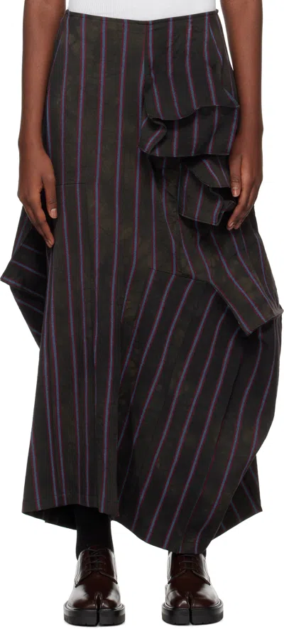 Yohji Yamamoto Khaki R Box Pocket Midi Skirt In 1 Khaki