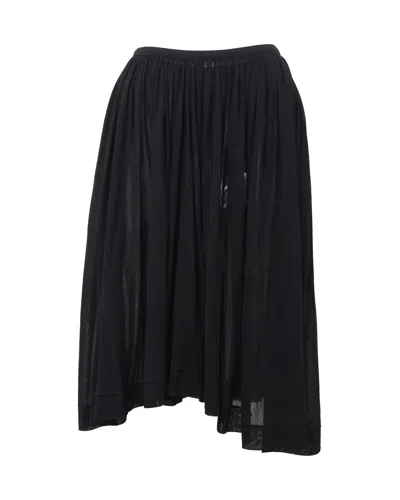 Yohji Yamamoto Knee Length Shirred Skirt In Black Cotton