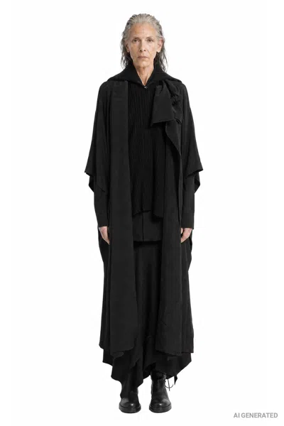 Yohji Yamamoto Knit Combi Kimono Coat In Black
