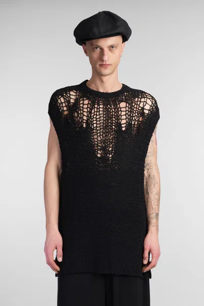Yohji Yamamoto Openwork Knit Vest In Black