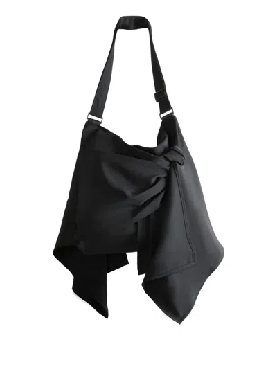 Yohji Yamamoto Knot Detail Shoulder Bag In Black