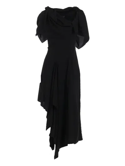 Yohji Yamamoto Lace-up Dress In Black