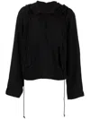 Yohji Yamamoto Lace-up Hoodie In Black