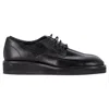 Yohji Yamamoto Lace Up Loafers In Black Leather In Black