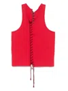Shop Yohji Yamamoto Lace-up Tank Top In Red