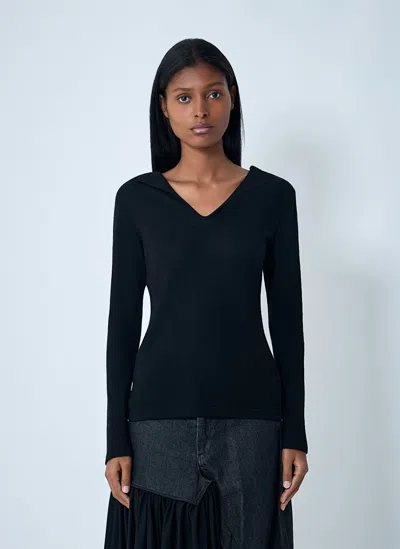 Yohji Yamamoto Lace-up Wool Sweater In Black