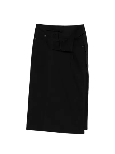 Yohji Yamamoto Lace-up Detail Skirt In Black