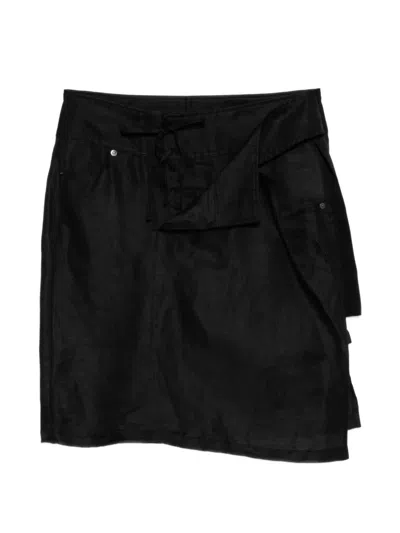 Yohji Yamamoto Lace-up Skirt In Black