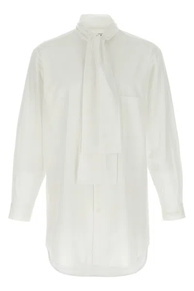 Yohji Yamamoto Shirt Scarf Collar Long Sleeves In White