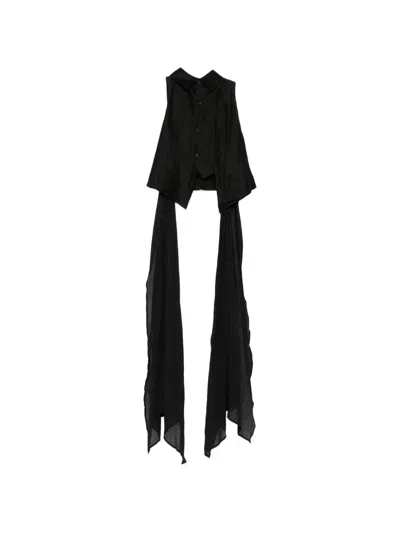 Yohji Yamamoto Layered Asymmetric-hem Waistcoat In Black