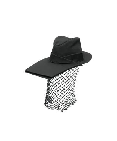 Yohji Yamamoto Layered Brim Show Hat In Black