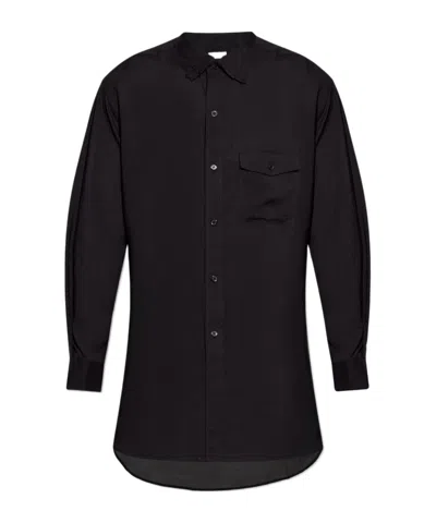 Yohji Yamamoto Asymmetric-hem Cotton Shirt In Black