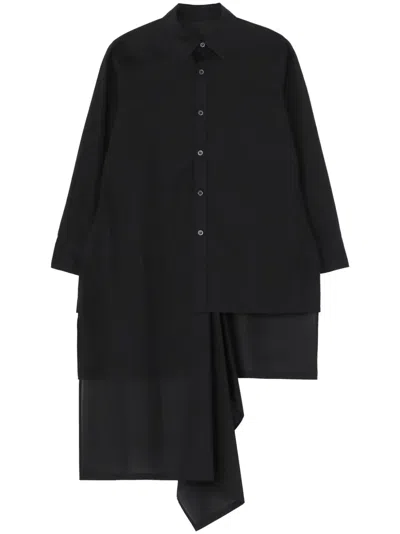 Yohji Yamamoto Layered-design Cotton Shirt In Black