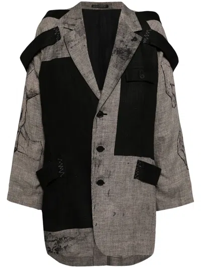 Yohji Yamamoto Layered-design Linen Blazer In 白色
