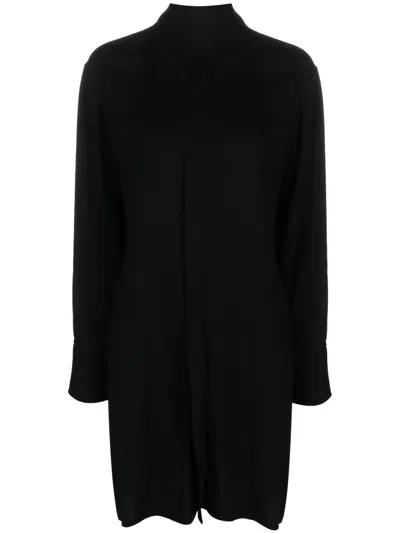 Yohji Yamamoto Layered Long-sleeve Shirtdress In Schwarz