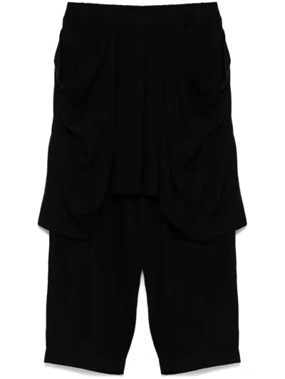Yohji Yamamoto Layered Tapered Trousers In Black