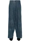 Yohji Yamamoto Layered Wide-leg Cotton Trousers In Blue