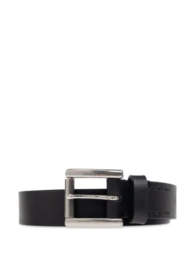 Yohji Yamamoto Logo-debossed Leather Belt In Black