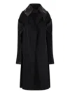 Yohji Yamamoto Leather-collar Coat In Black