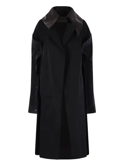 YOHJI YAMAMOTO LEATHER-COLLAR COAT