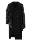 Yohji Yamamoto Leather-panel Coat In Black