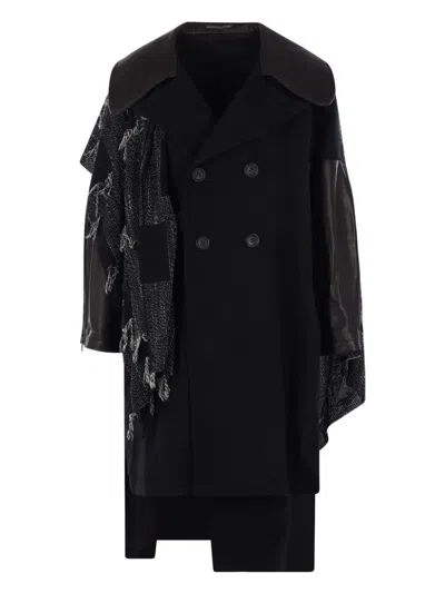 YOHJI YAMAMOTO LEATHER-PANEL COAT