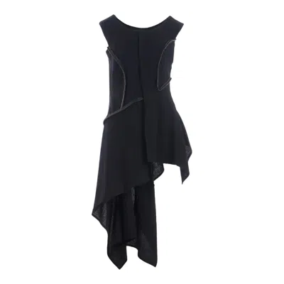 Yohji Yamamoto Leather Piping Dress In Blue