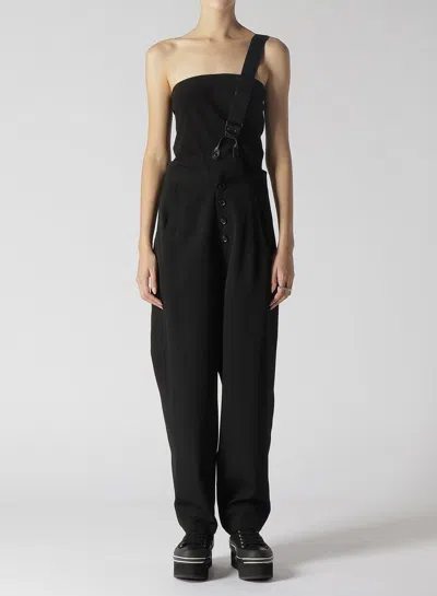 Yohji Yamamoto Limi Feu Women Twisted Suspender Pants In Black