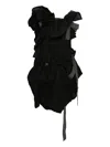 Yohji Yamamoto Linen Draped Dress In Black