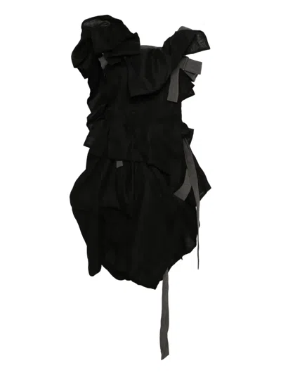 Yohji Yamamoto Linen Draped Dress In Black