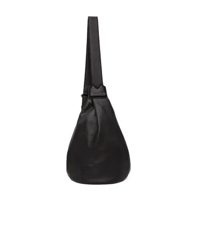 Yohji Yamamoto Logo-embossed Leather Backbag In Black