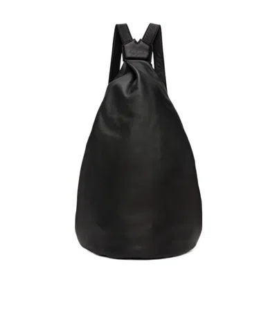 Yohji Yamamoto Logo-embossed Leather Backpack In Black