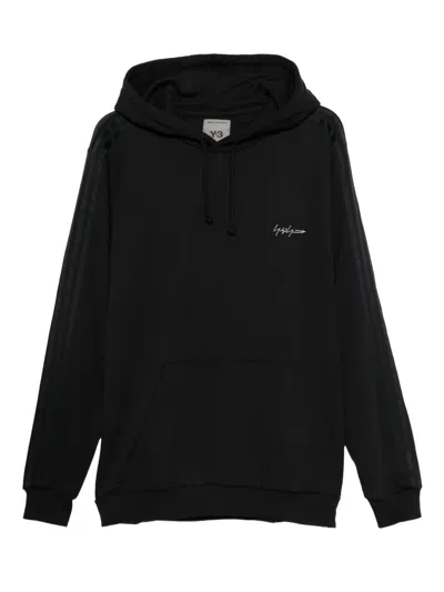 Yohji Yamamoto Logo-embroidered Hoodie In Black