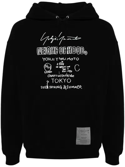 Yohji Yamamoto Logo-print Cotton Hoodie In Black