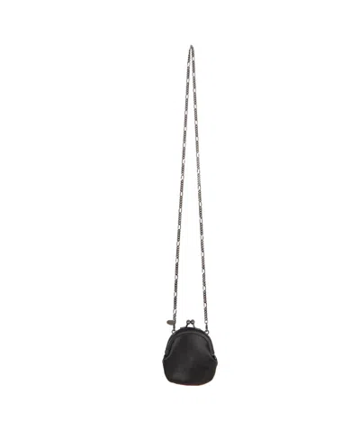 Yohji Yamamoto Logo-print Leather Shoulder Bag In Black