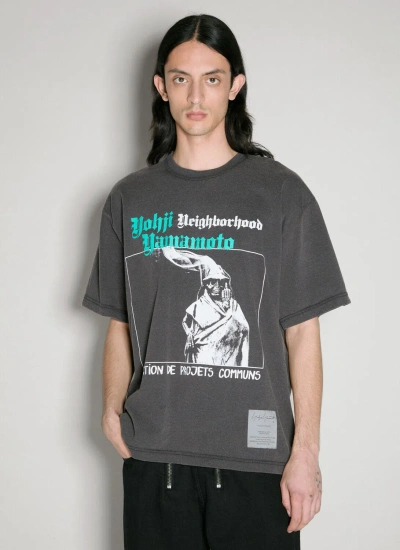 Yohji Yamamoto Logo Print T-shirt In Grey