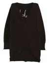 Yohji Yamamoto Logo-printed V-neck Cardigan In Brown
