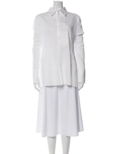 Pre-owned Yohji Yamamoto Long Sleeve Button-up Top In White