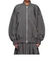 Yohji Yamamoto Gray R-belted Bomber Jacket In Black