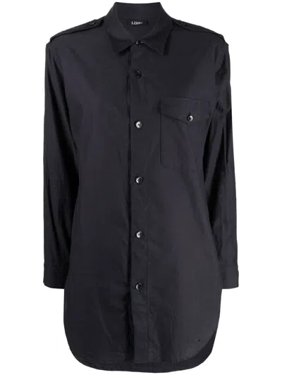 Yohji Yamamoto Long-sleeve Cotton Shirt In Blue