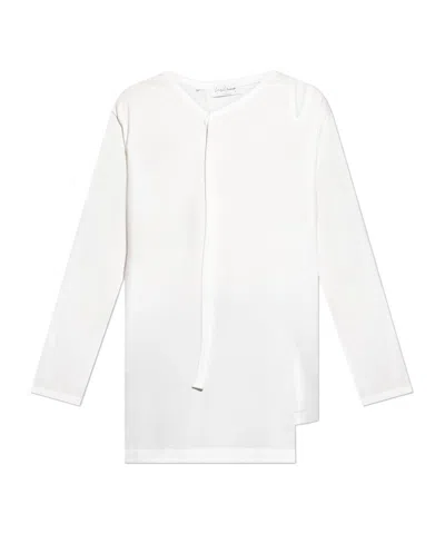 Yohji Yamamoto Asymmetric Long Sleeved T-shirt In White