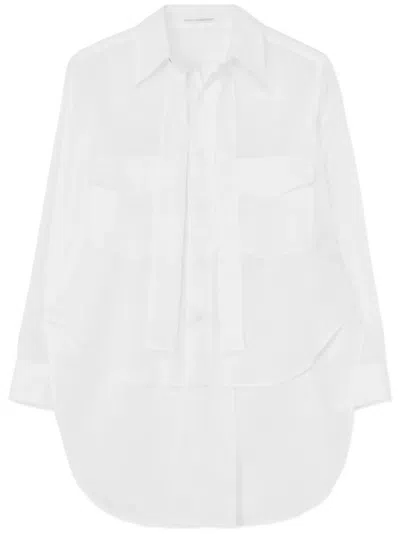 Yohji Yamamoto Long-sleeve Tied Cotton Shirt In White