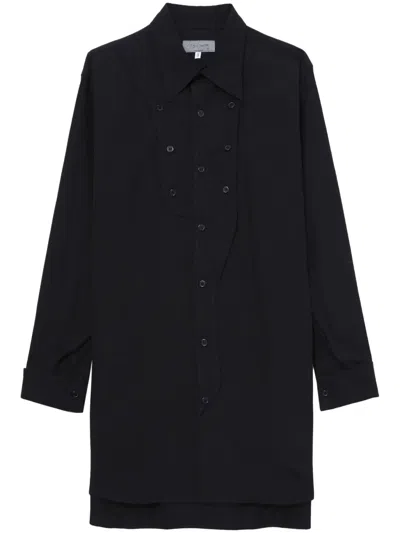 Yohji Yamamoto Long-sleeved Buttoned Cotton Shirt In Black