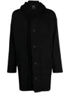 Yohji Yamamoto Long-sleeved Hooded Single-breasted Coat In Black