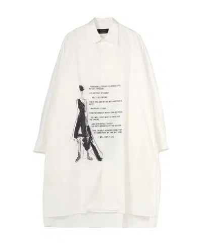 Yohji Yamamoto Long-sleeved Loose Shirt In White