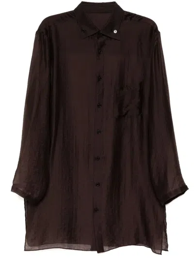Yohji Yamamoto Long-sleeved Shirt In Braun