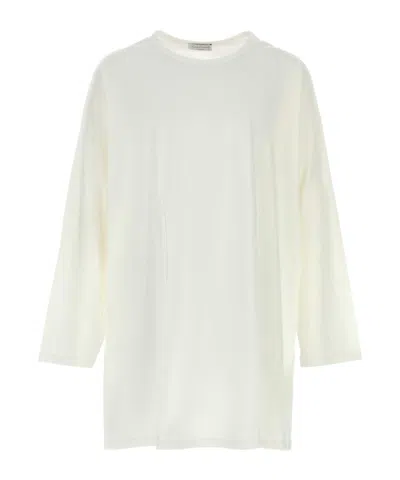Yohji Yamamoto Drop-shoulder Long-sleeved Cotton T-shirt In White