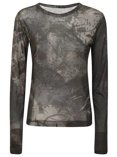 YOHJI YAMAMOTO YOHJI YAMAMOTO LONG-SLEEVED TOP WITH ABSTRACT ARTISTIC PRINT