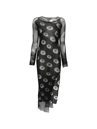 Yohji Yamamoto Long-sleeve Midi Dress In Black
