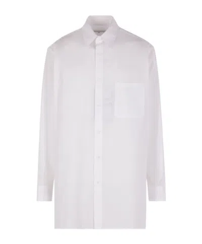 Yohji Yamamoto Long-sleeved Straight-hem Shirt In White